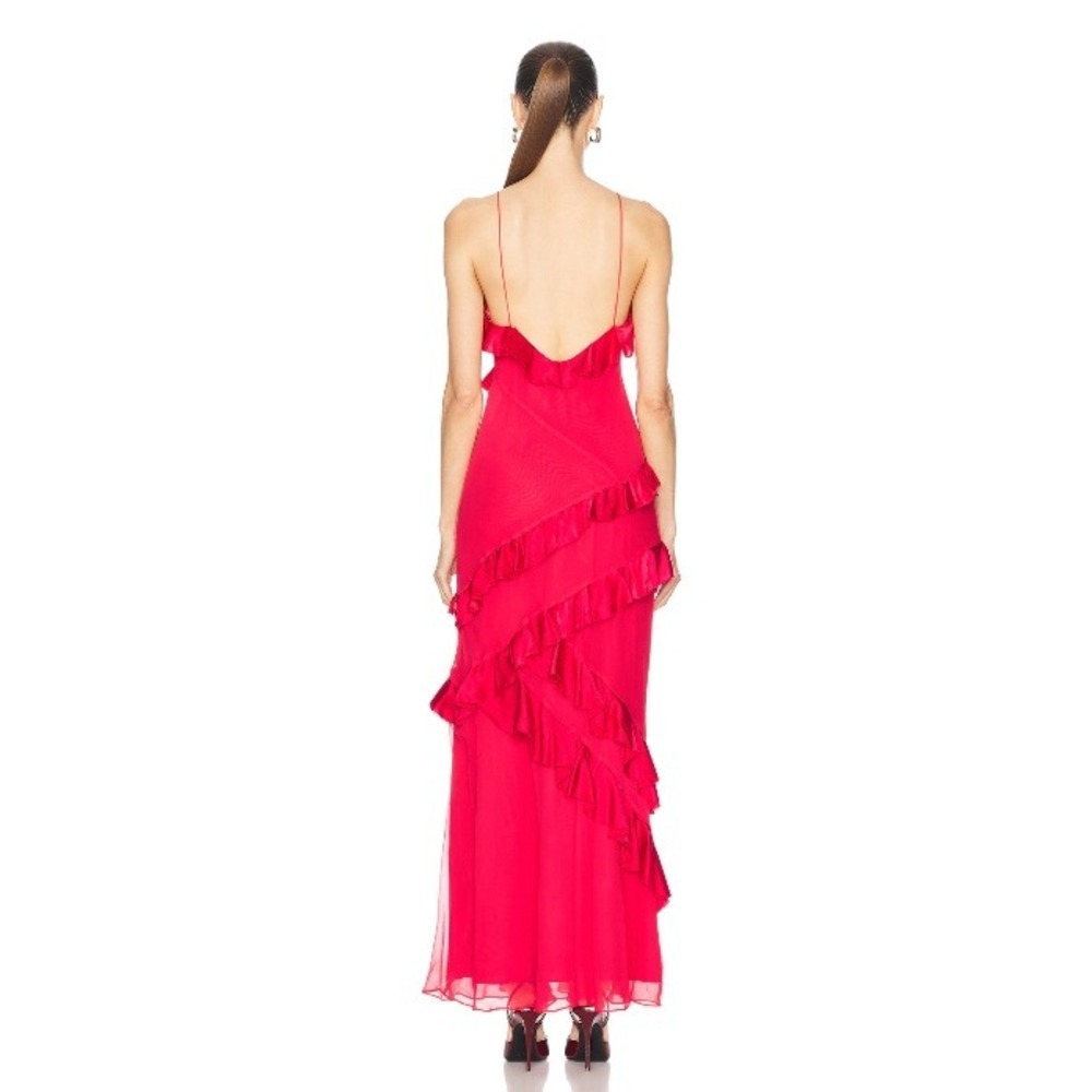 LoveShackFancy Rialto Red Silk Bow Gown Maxi‎ Prom Dress Size 8/M - Picture 2 of 8